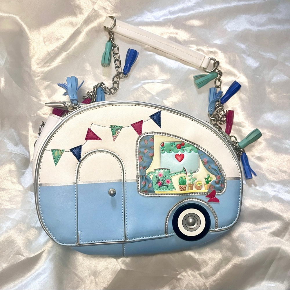 Vendula London baby blue caravan camper van bag crossbody purse